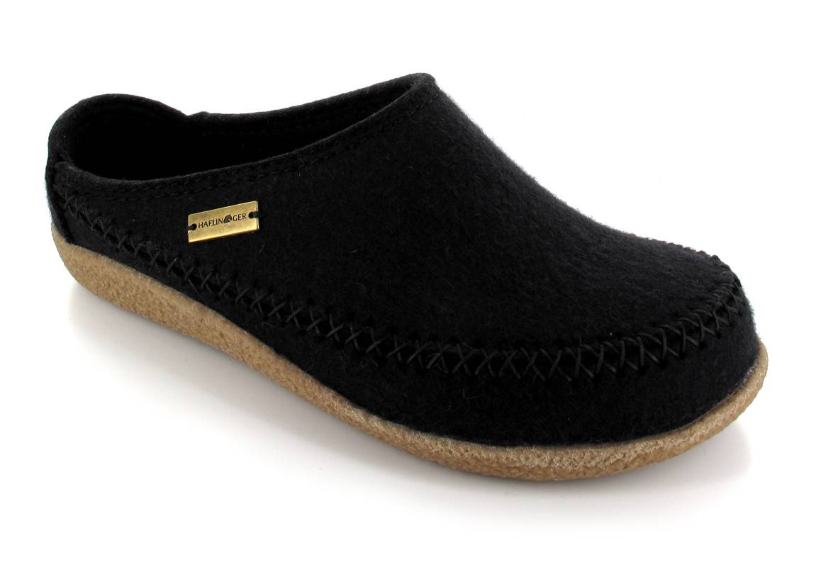 Haflinger Blizzard Credo unisex structured felt slippers in black
