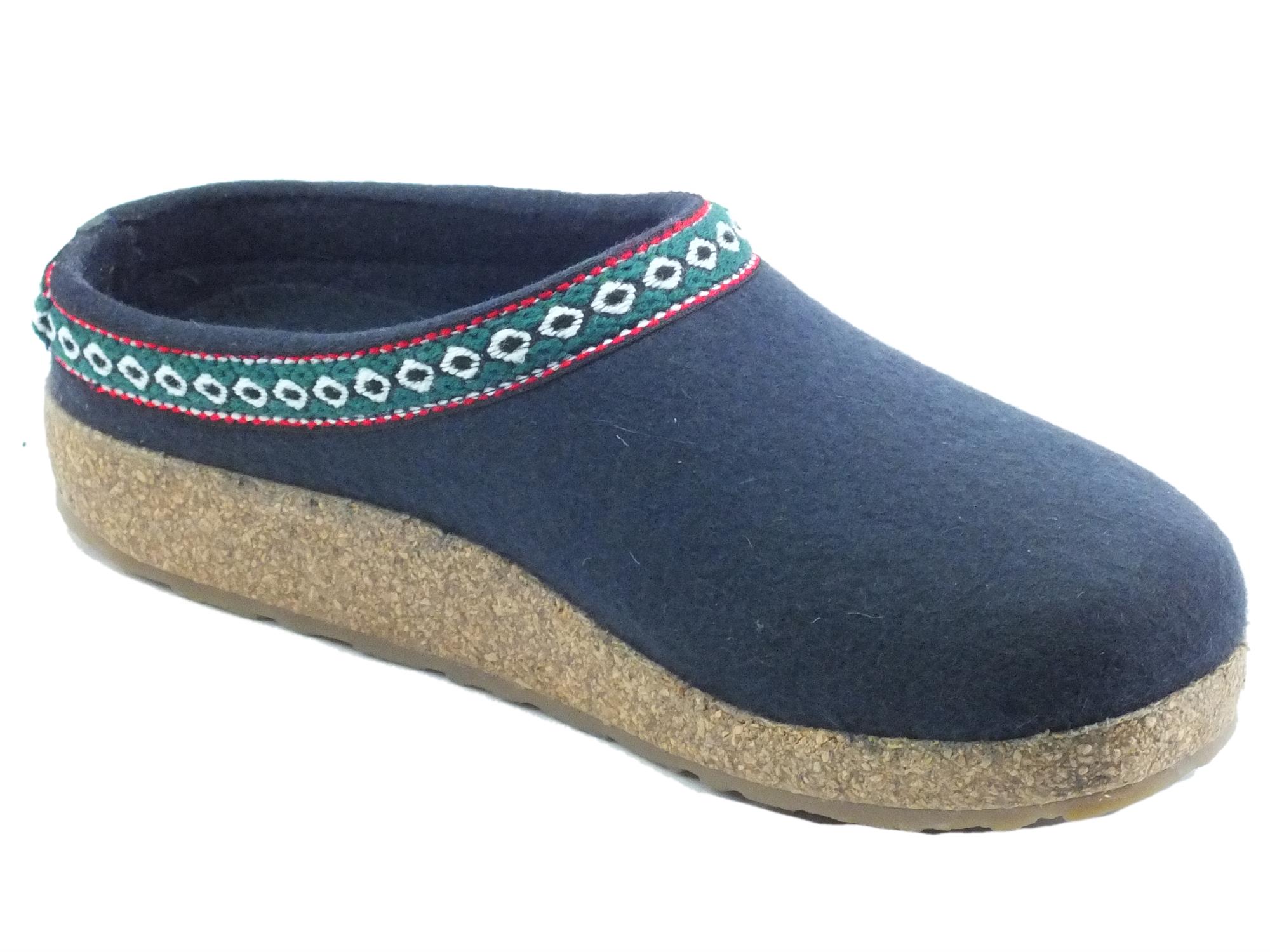 Haflinger Grizzly Franzl, Dark Blue slippers with anatomically shaped footbed