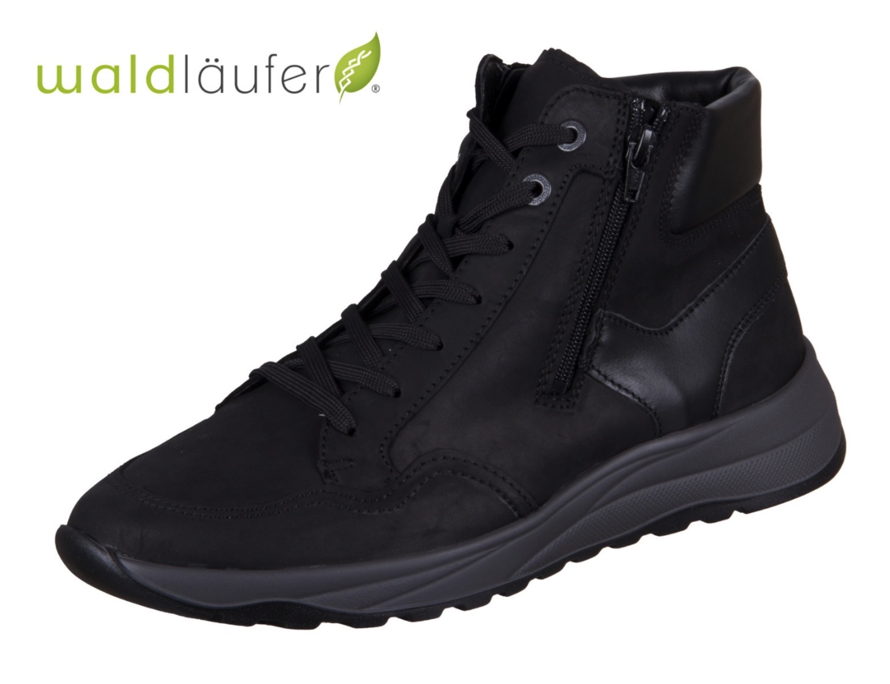 Waldläufer K John – Black Smooth & Nubuck Leather Men's Ankle Boot (K Width)